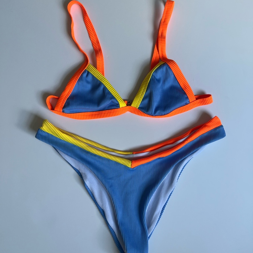 Vibrant Blue and Orange Bikini Set